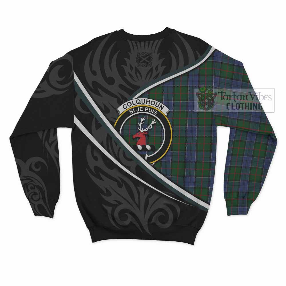 Colquhoun Tartan Family Crest Sweatshirt Celtic Scottish Thistle Floral - Tartan Vibes Clothing