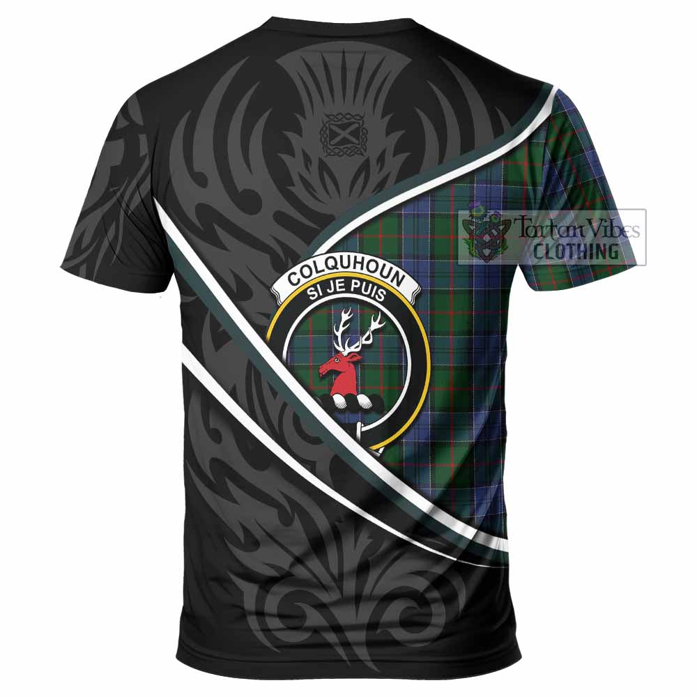 Colquhoun Tartan Family Crest T-shirt Celtic Scottish Thistle Floral - Tartan Vibes Clothing