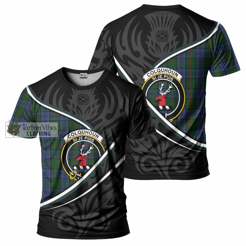 Colquhoun Tartan Family Crest T-shirt Celtic Scottish Thistle Floral - Tartan Vibes Clothing