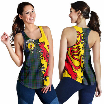 Colquhoun Tartan Family Crest Women Racerback Tanks Lion Rampant Honor - Tartan Vibes Clothing