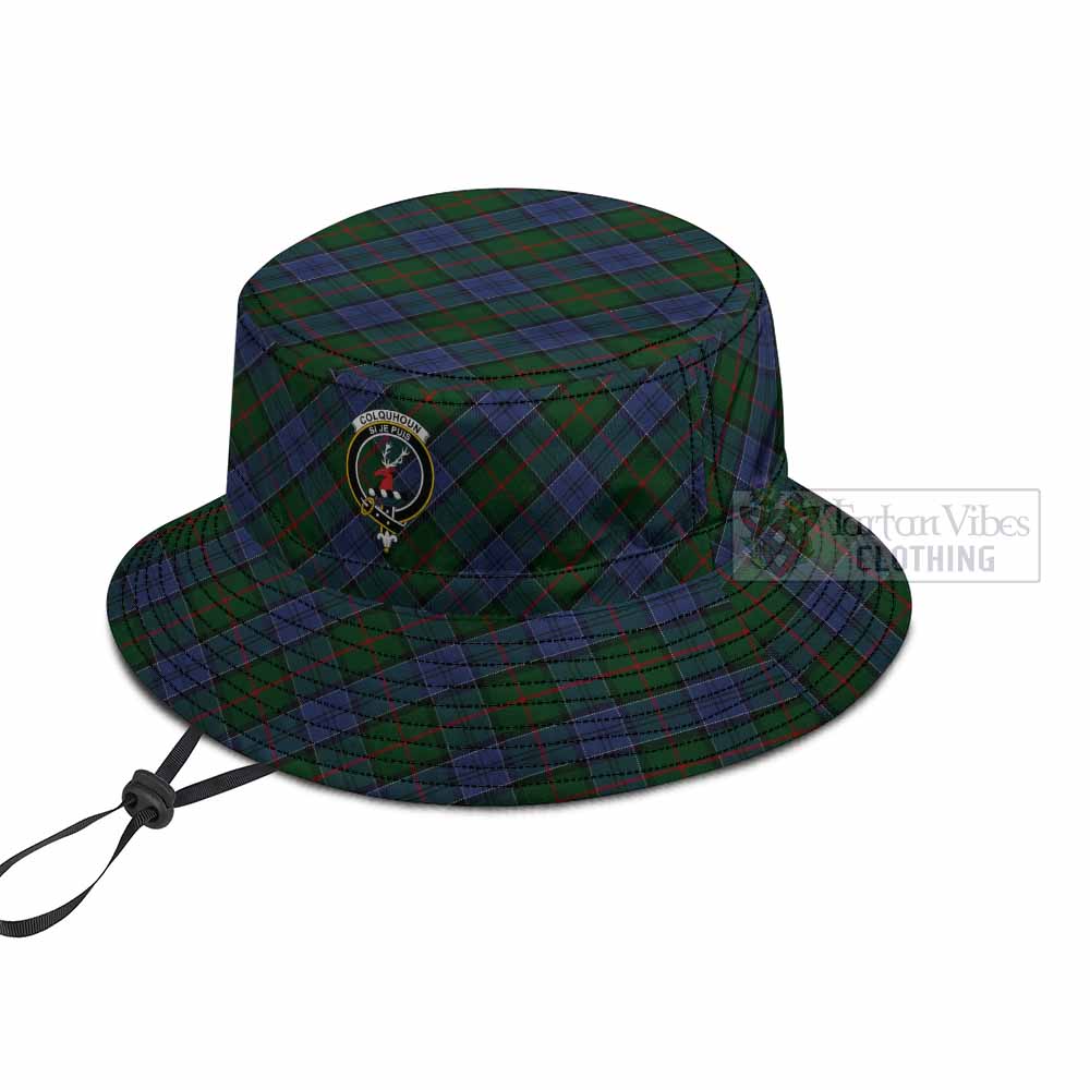 Colquhoun Tartan Fishing Hat with Family Crest