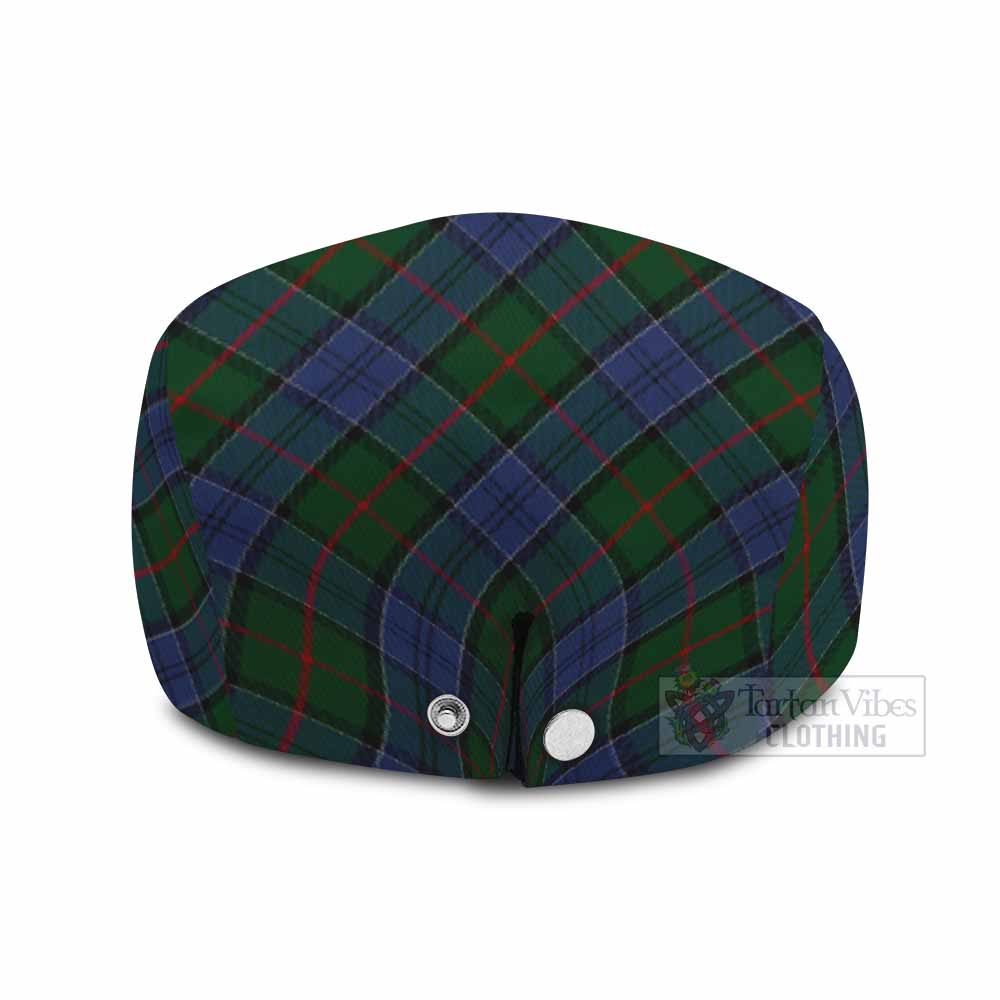Colquhoun Tartan Flat Cap, Jeff Cap Cross Style with Family Crest - Tartan Vibes Clothing