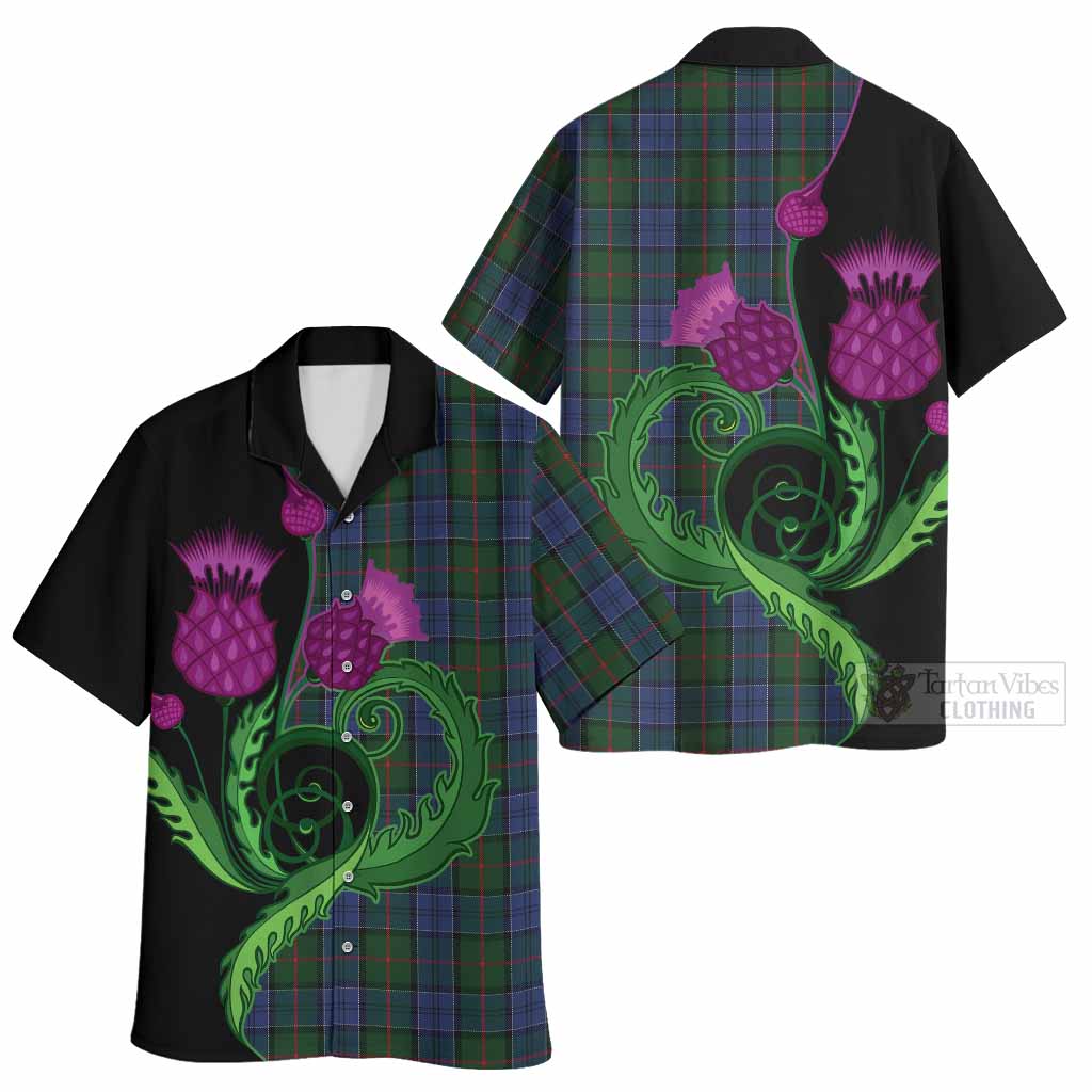 Colquhoun Tartan Hawaiian Shirt Traditional Scottish Thistle