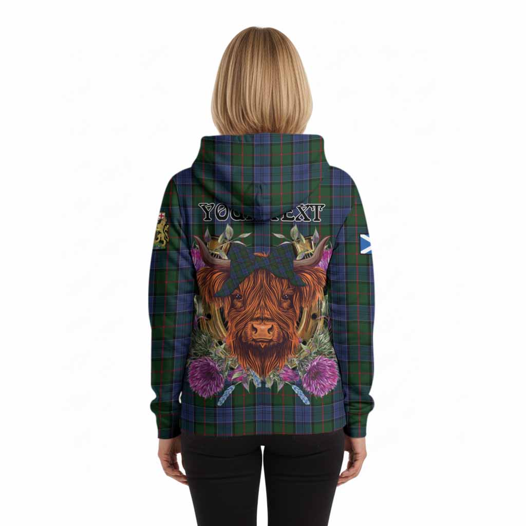 Colquhoun Tartan Hoodie Scottish Thistle Heilan Coo