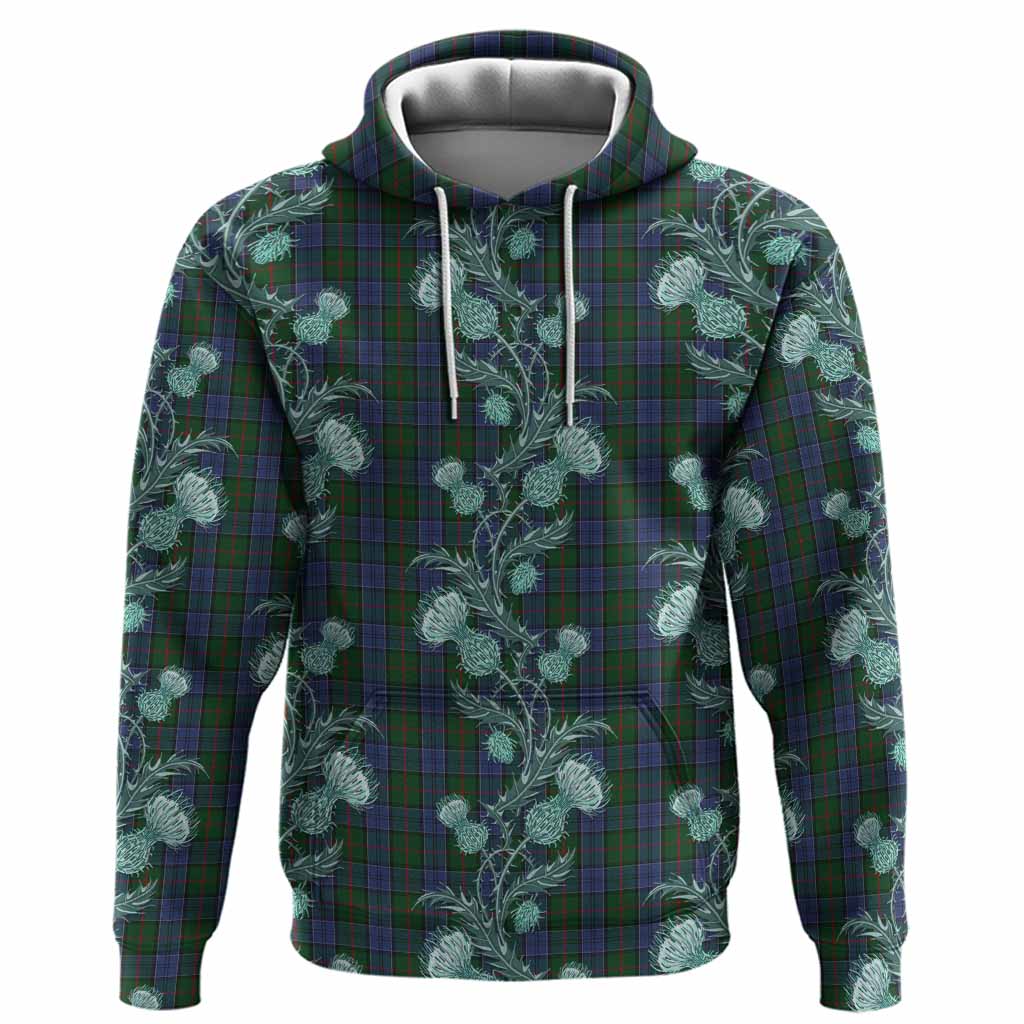 Colquhoun Tartan Hoodie Seamless Scottish Thistle Flowers