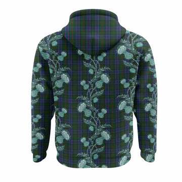 Colquhoun Tartan Hoodie Seamless Scottish Thistle Flowers