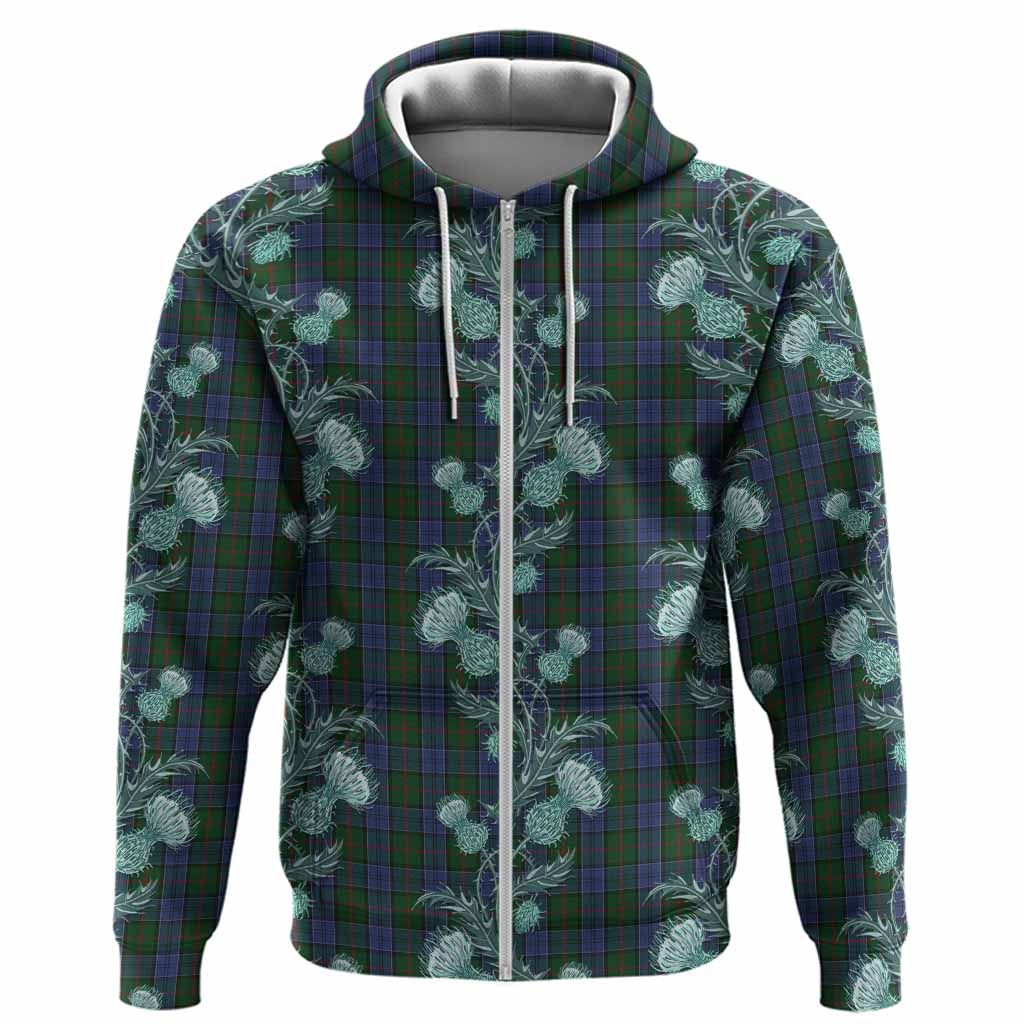 Colquhoun Tartan Hoodie Seamless Scottish Thistle Flowers