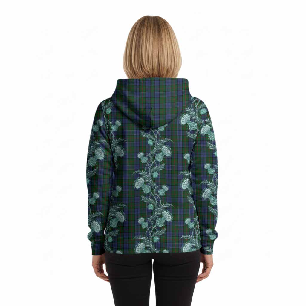 Colquhoun Tartan Hoodie Seamless Scottish Thistle Flowers