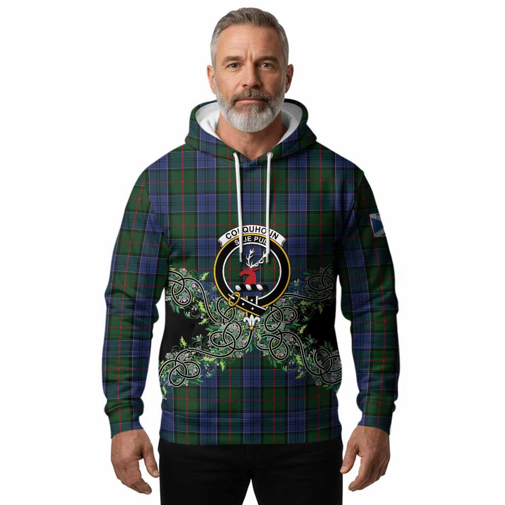 Colquhoun Tartan Hoodie Thistle Scottish Spirit
