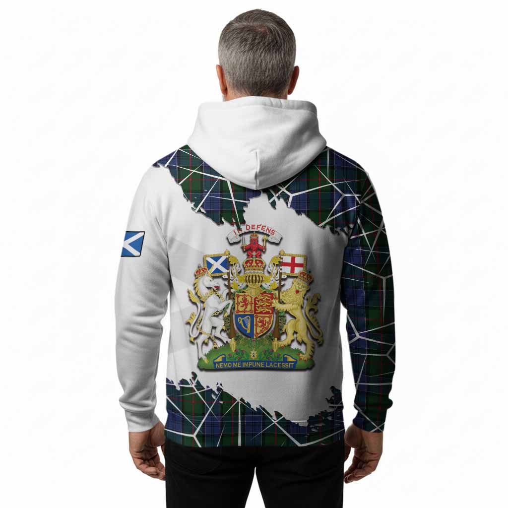 Colquhoun Tartan Hoodie with Family Crest and Lion Rampant Grunge Style