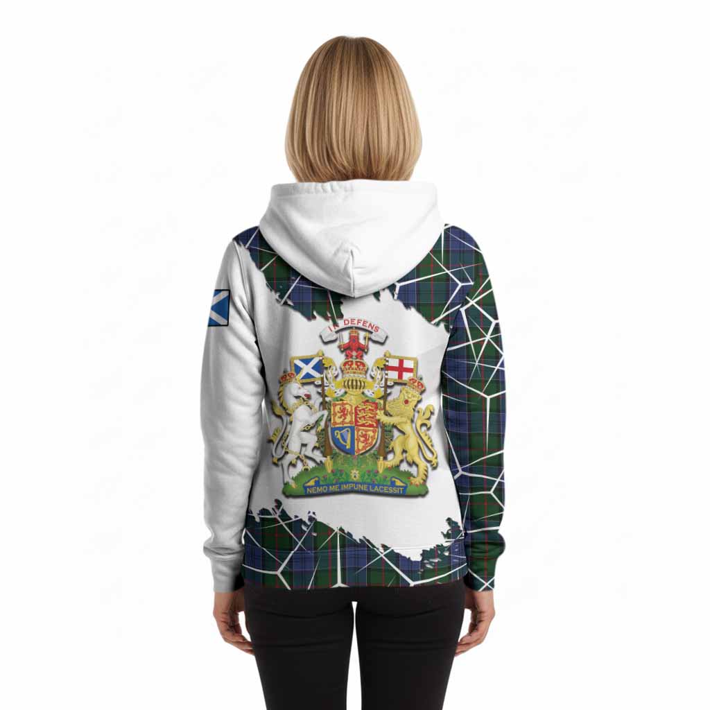 Colquhoun Tartan Hoodie with Family Crest and Lion Rampant Grunge Style