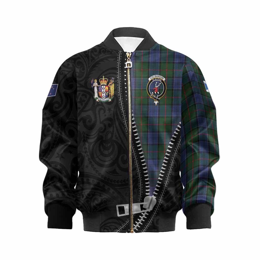 Colquhoun Tartan Kid Bomber Jacket New Zealand Pattern Unique Zipper Stylized