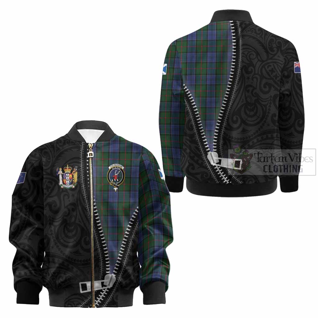 Colquhoun Tartan Kid Bomber Jacket New Zealand Pattern Unique Zipper Stylized