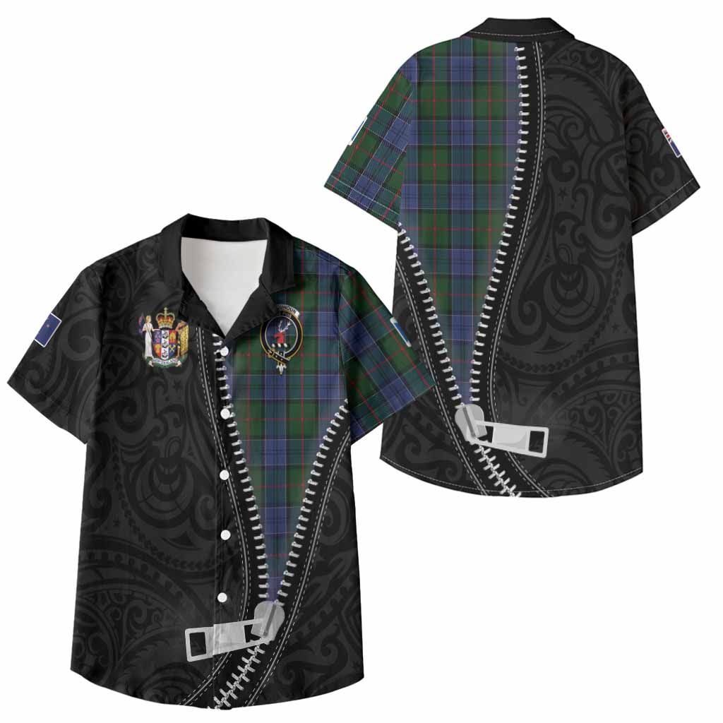 Colquhoun Tartan Kid Hawaiian Shirt New Zealand Pattern Unique Zipper Stylized