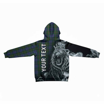 Colquhoun Tartan Kid Hoodie Roaring Lion Heritage