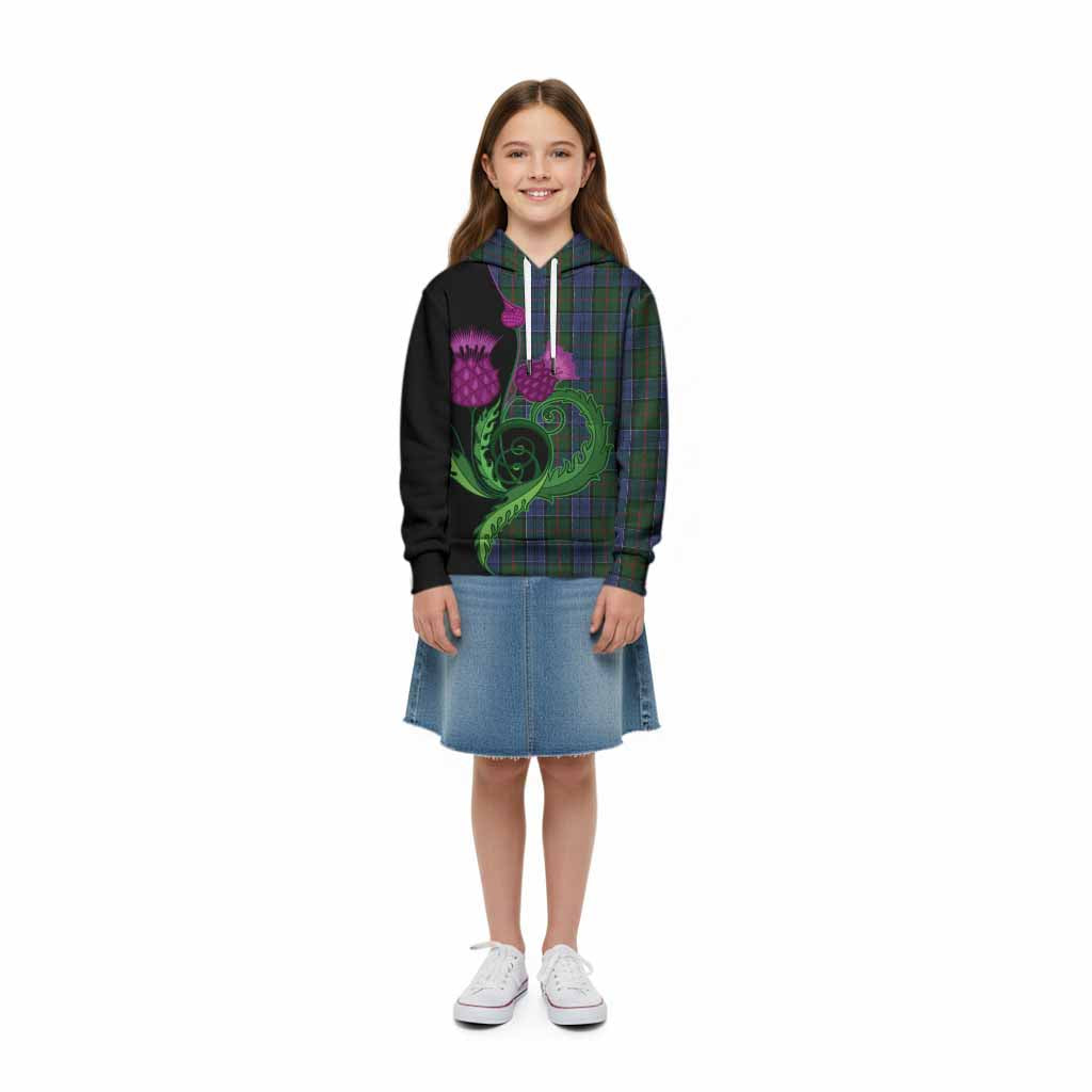 Colquhoun Tartan Kid Hoodie Traditional Scottish Thistle
