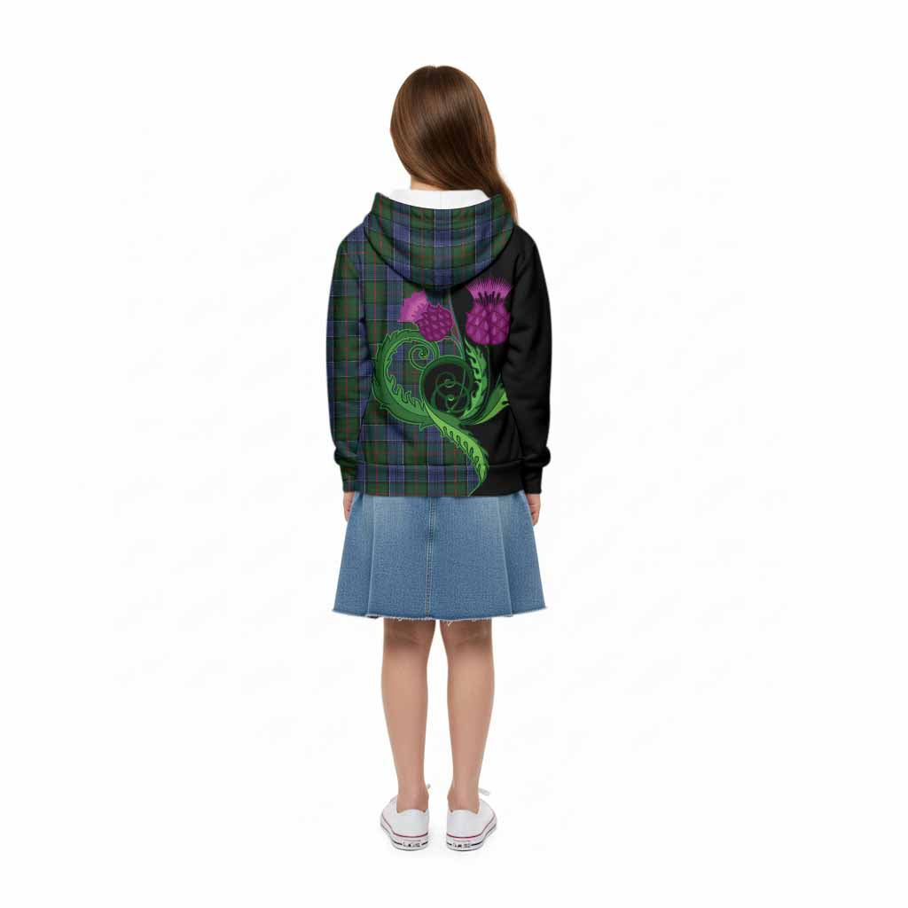 Colquhoun Tartan Kid Hoodie Traditional Scottish Thistle