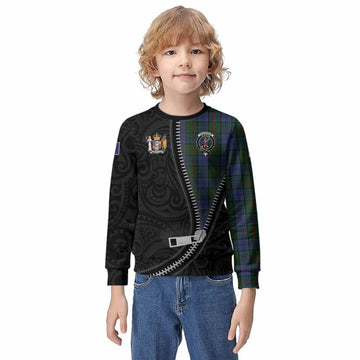 Colquhoun Tartan Kid Knitted Sweatshirt New Zealand Pattern Unique Zipper Stylized