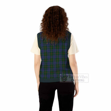 Colquhoun Tartan Knitted V-Neck Vest with Family Crest
