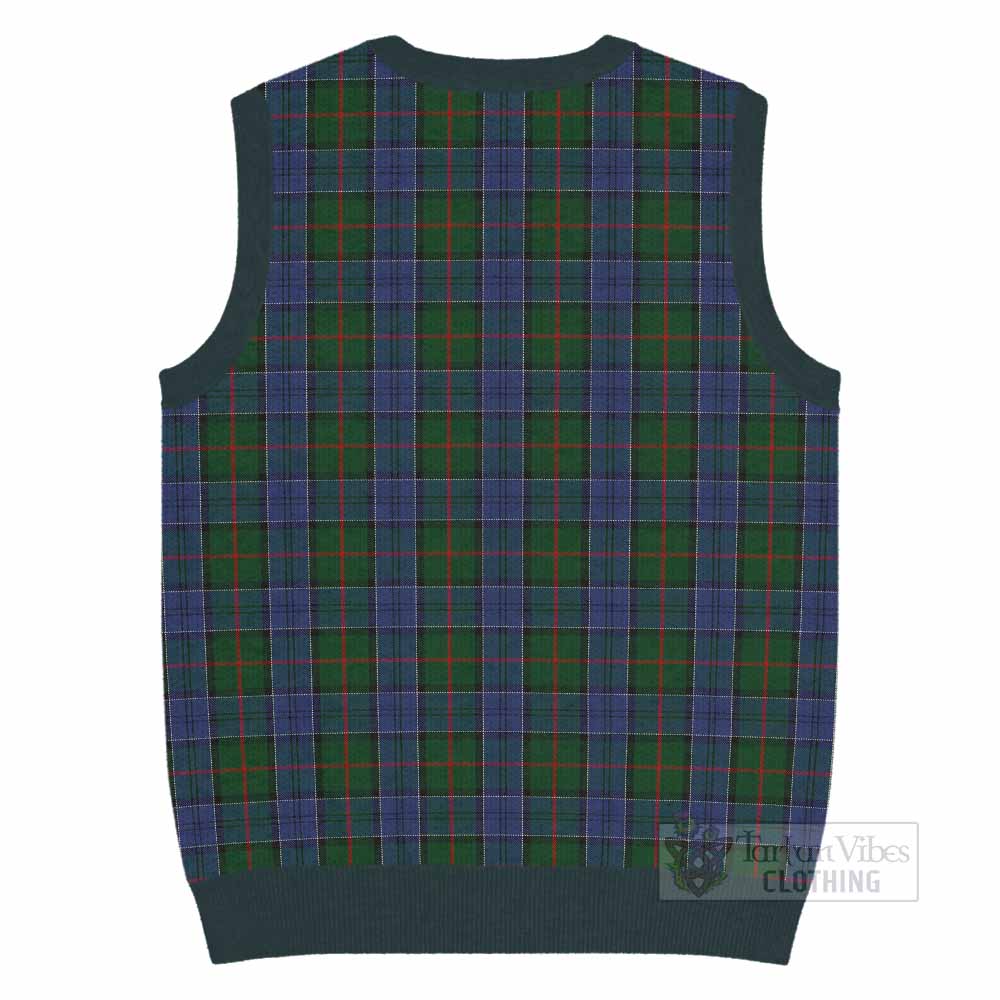 Colquhoun Tartan Knitted V-Neck Vest with Family Crest - Tartan Vibes Clothing