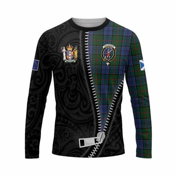 Colquhoun Tartan Long Sleeve T-Shirt New Zealand Pattern Unique Zipper Stylized