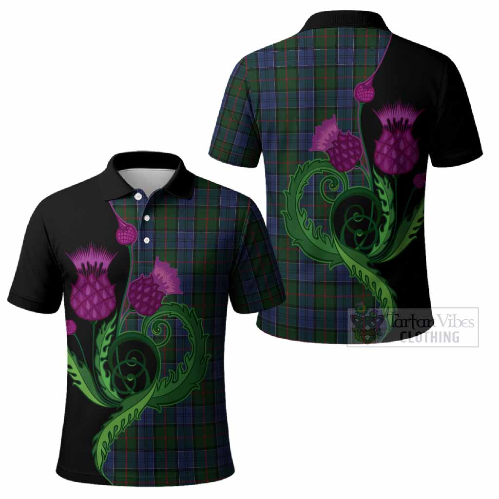 Colquhoun Tartan Polo Shirt Traditional Scottish Thistle