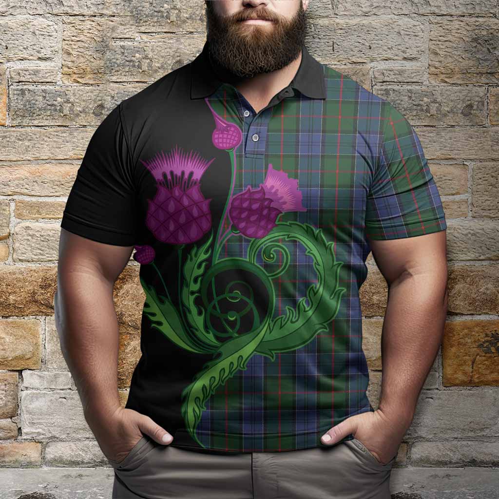 Colquhoun Tartan Polo Shirt Traditional Scottish Thistle