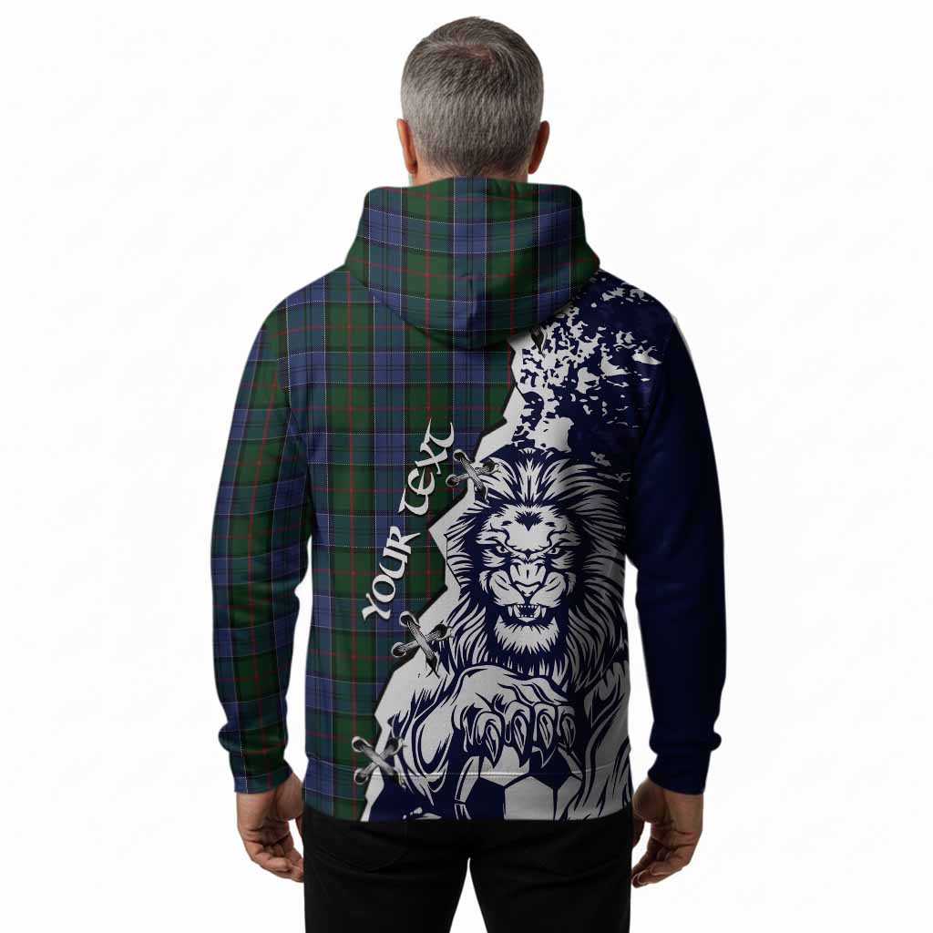 Colquhoun Tartan Scottish Hoodie Angry Lion With Soccer Ball Style
