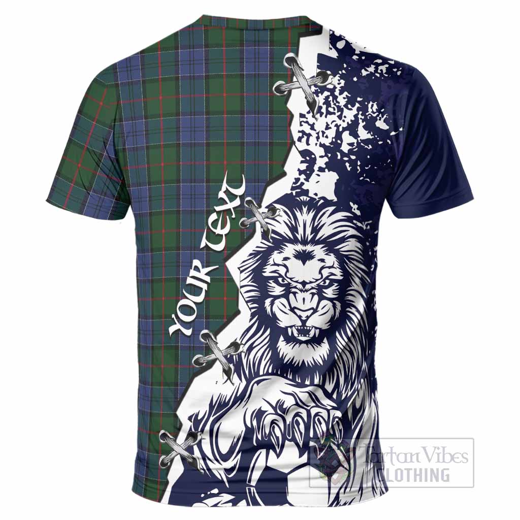 Colquhoun Tartan Scottish T-Shirt Angry Lion With Soccer Ball Style