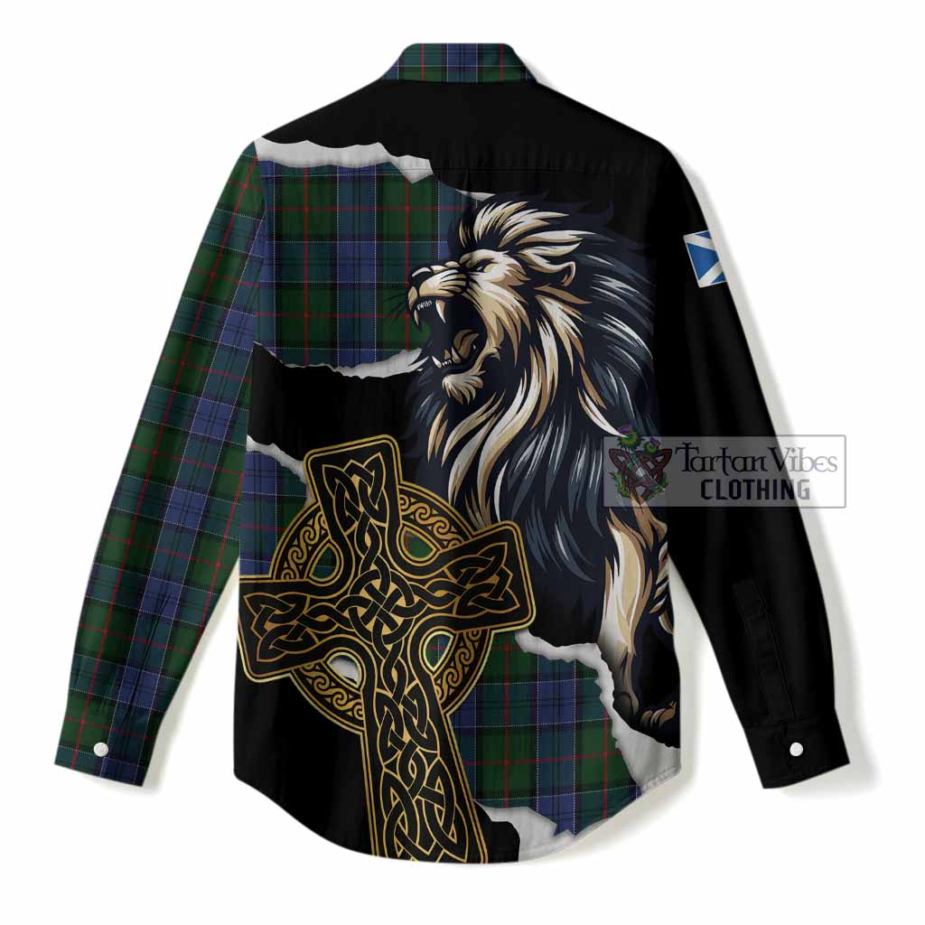 Colquhoun Tartan Scottish Women Casual Shirt Lion Celtic Heritage
