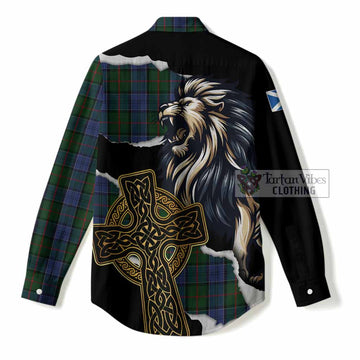 Colquhoun Tartan Scottish Women Casual Shirt Lion Celtic Heritage