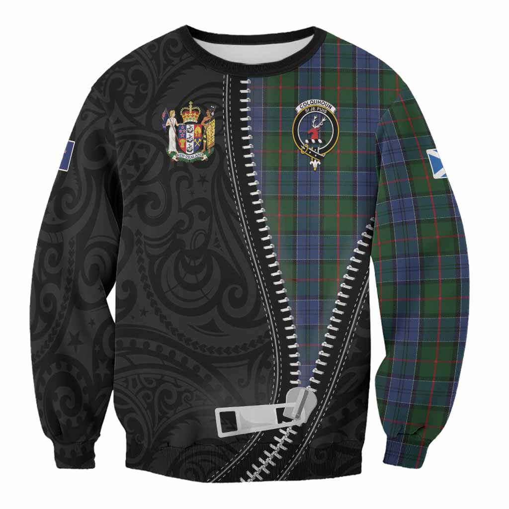 Colquhoun Tartan Sweatshirt New Zealand Pattern Unique Zipper Stylized