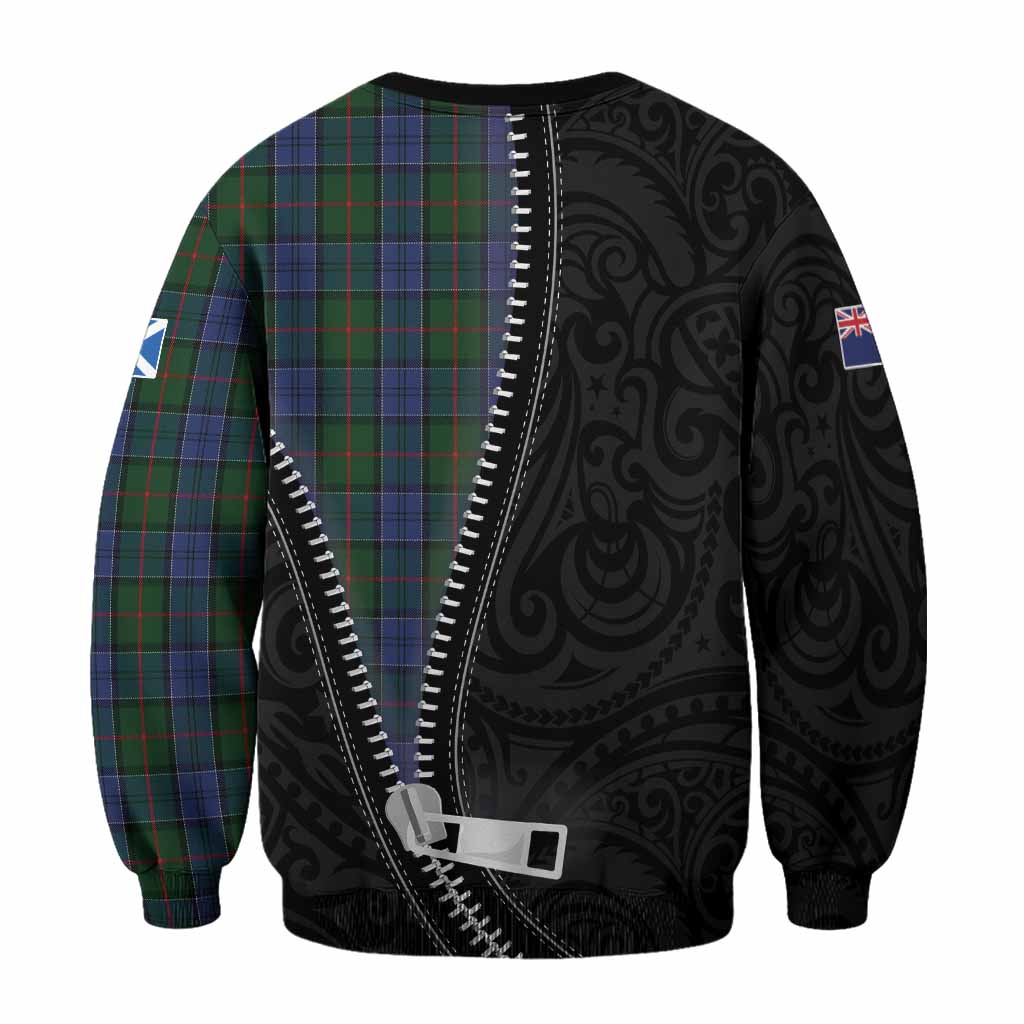 Colquhoun Tartan Sweatshirt New Zealand Pattern Unique Zipper Stylized