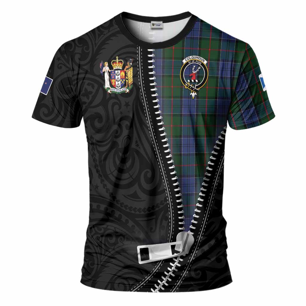 Colquhoun Tartan T-Shirt New Zealand Pattern Unique Zipper Stylized