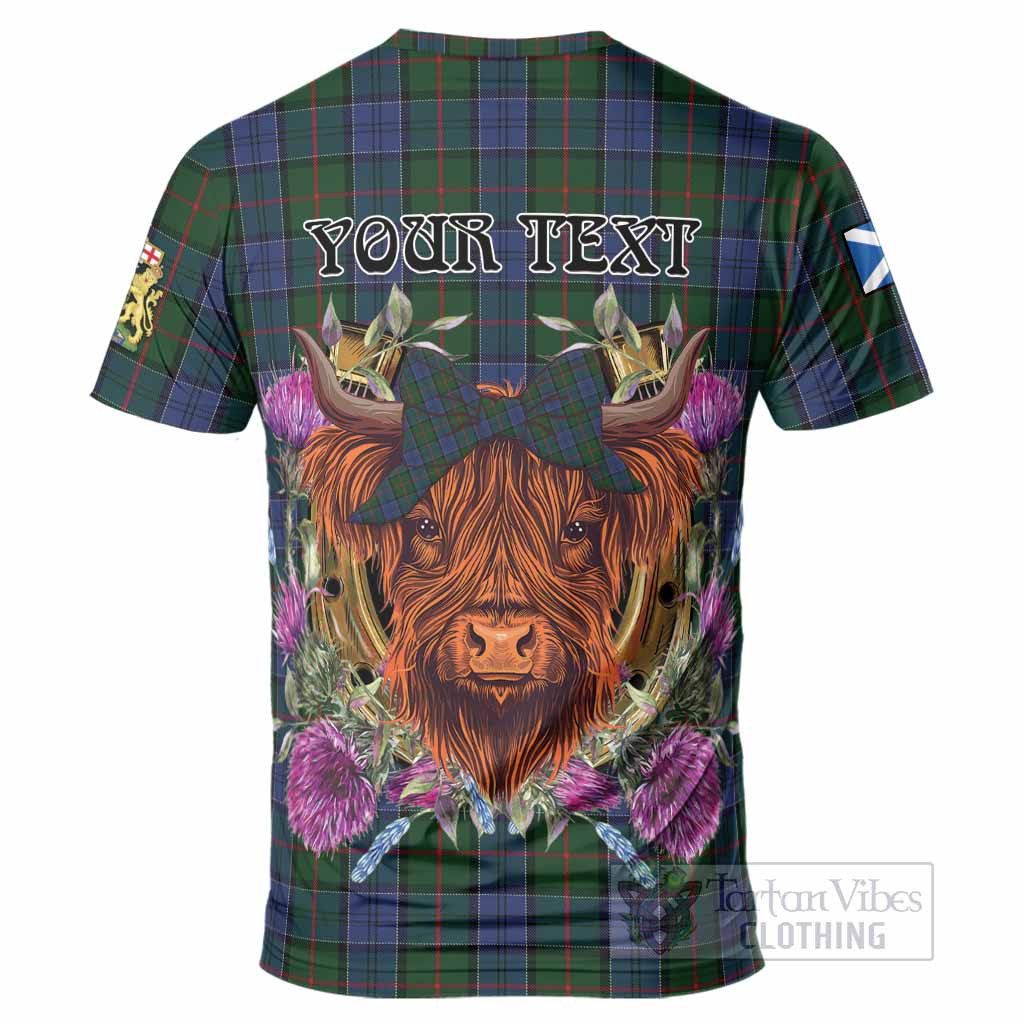 Colquhoun Tartan T-Shirt Scottish Thistle Heilan Coo