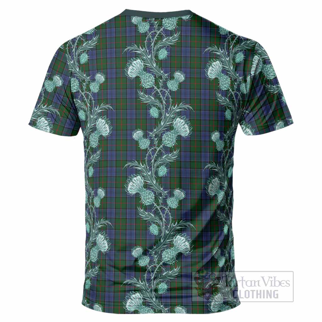 Colquhoun Tartan T-Shirt Seamless Scottish Thistle Flowers