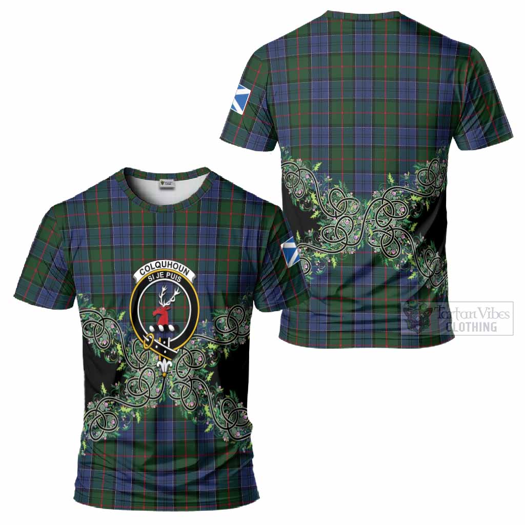 Colquhoun Tartan T-Shirt Thistle Scottish Spirit