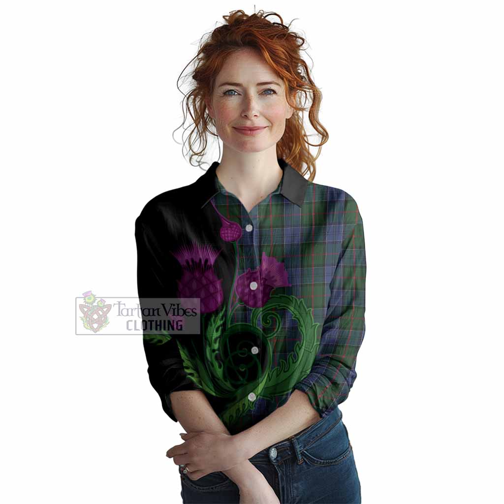 Colquhoun Tartan Women Casual Shirt Traditional Scottish Thistle