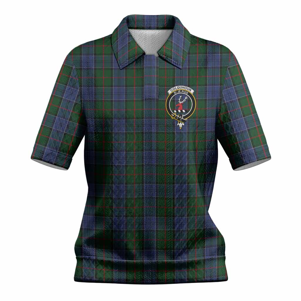Colquhoun Tartan Women’s Polo Sweater Top with Family Crest