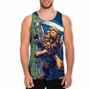 Tartan Vibes Clothing Colville Tartan Family Crest Men's Tank Top with Scottish Majestic Lion