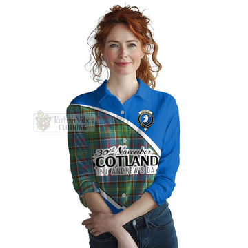 Tartan Vibes Clothing Colville Family Crest Tartan Women's Casual Shirt Celebrate Saint Andrew's Day in Style