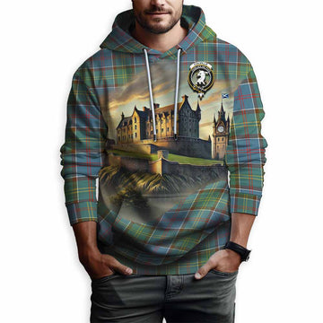 Tartan Vibes Clothing Colville Tartan Family Crest Hoodie with Scottish Ancient Castle Style