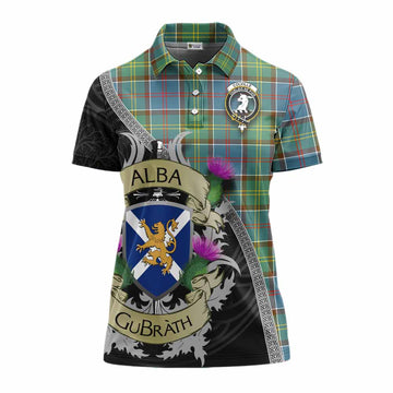 Colville Tartan Family Crest Women's Polo Shirt Lion Rampant Royal Thistle Shield Celtic Inspired