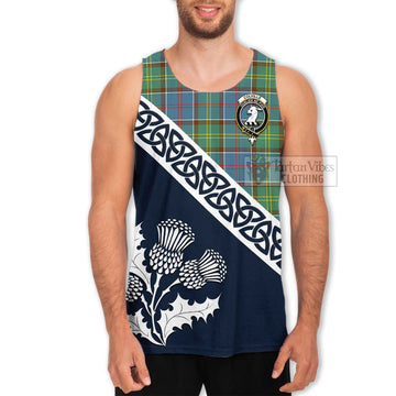 Tartan Vibes Clothing Colville Tartan Men's Tank Top Featuring Thistle and Scotland Map