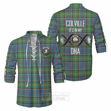 Tartan Vibes Clothing Colville Tartan Ghillie Kilt Shirt with Family Crest DNA In Me Style