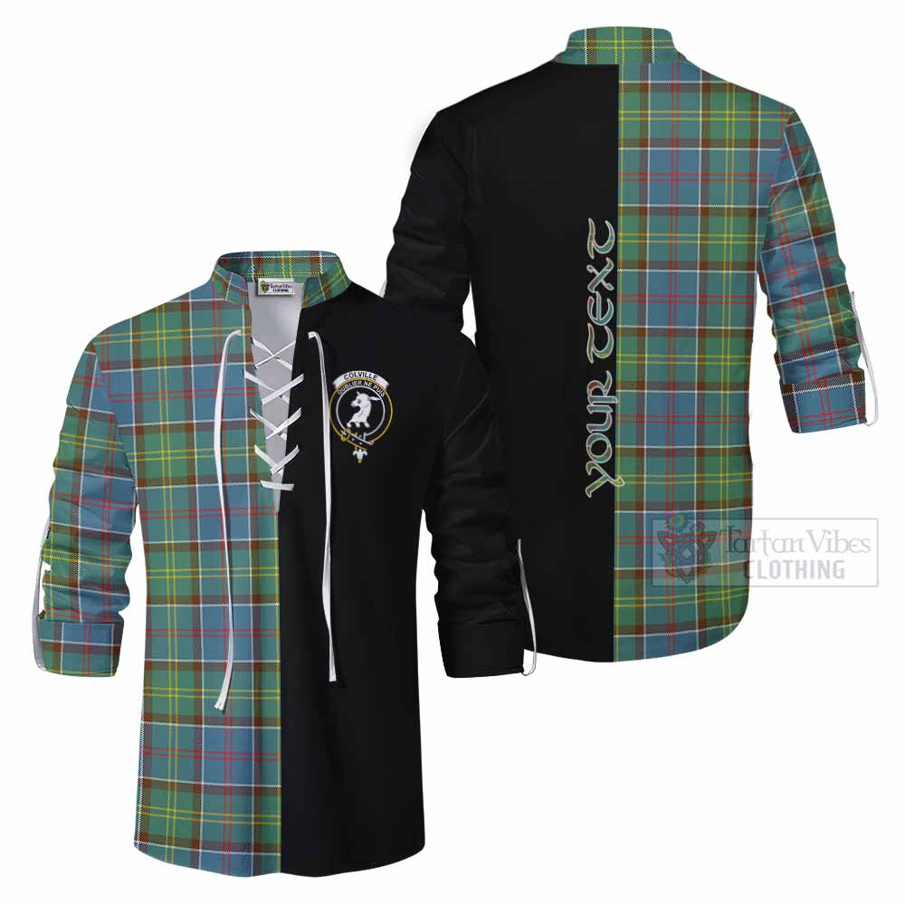 Tartan Vibes Clothing Colville Tartan Ghillie Kilt Shirt with Family Crest and Half Of Me Style