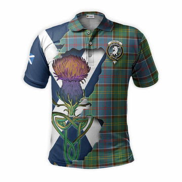 Colville Tartan Family Crest Polo Shirt Scottish Thistle Celtic Inspired