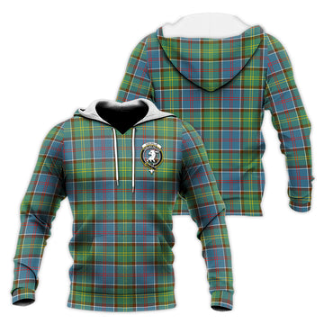 Colville Tartan Knitted Hoodie with Family Crest