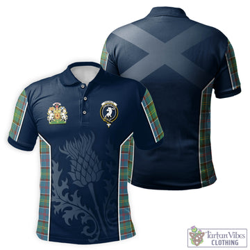 Colville Tartan Men's Polo Shirt with Family Crest and Scottish Thistle Vibes Sport Style