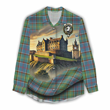 Colville Tartan Family Crest Women's Casual Shirt with Scottish Ancient Castle Style